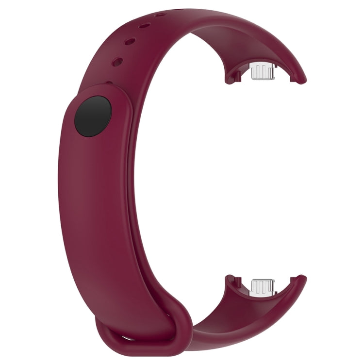 For Xiaomi Mi Band 8 Solid Color Stainless Steel Plug Replacement Watch Band (Wine Red) - Watch Bands by PMC TechLife | Online Shopping South Africa | PMC TechLife