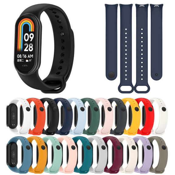 For Xiaomi Mi Band 8 Solid Color Stainless Steel Plug Replacement Watch Band (Blue Green)