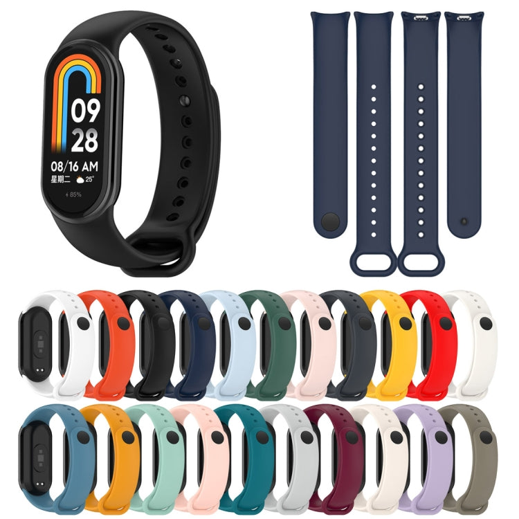 For Xiaomi Mi Band 8 Solid Color Stainless Steel Plug Replacement Watch Band (Blue Green)