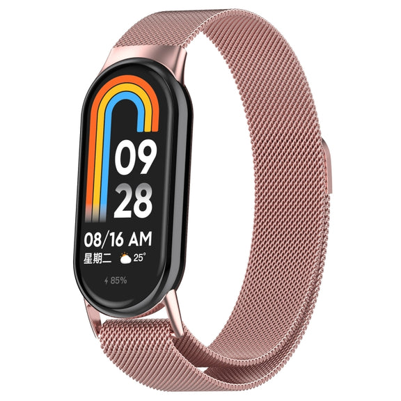 For Xiaomi Mi Band 8 Milanese Metal Watch Band(Rose Pink)