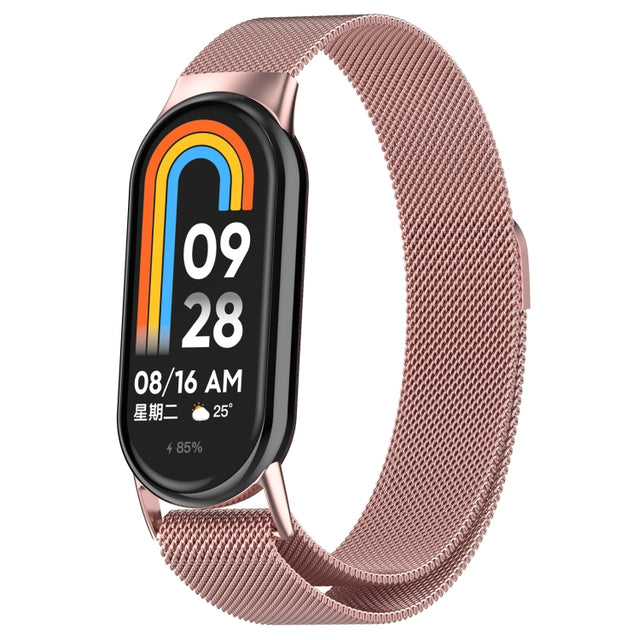 For Xiaomi Mi Band 8 Milanese Metal Watch Band(Rose Pink)