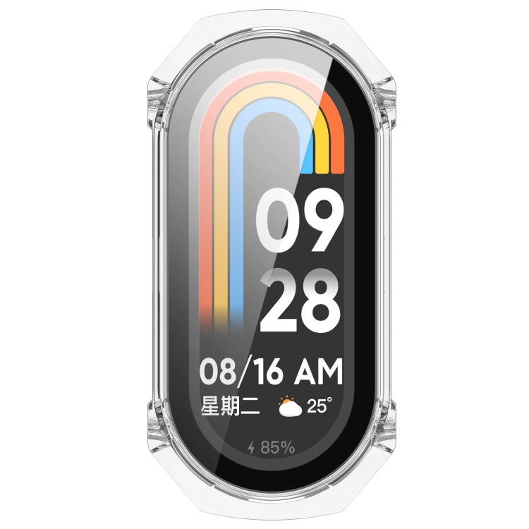 For Xiaomi Mi Band 8 PC + Tempered Glass Integrated Protective Watch Case(Transparent White) - Smart Wear by PMC TechLife | Online Shopping South Africa | PMC TechLife