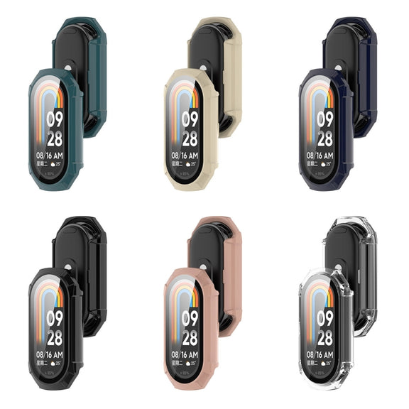 For Xiaomi Mi Band 8 PC + Tempered Glass Integrated Protective Watch Case(Black)