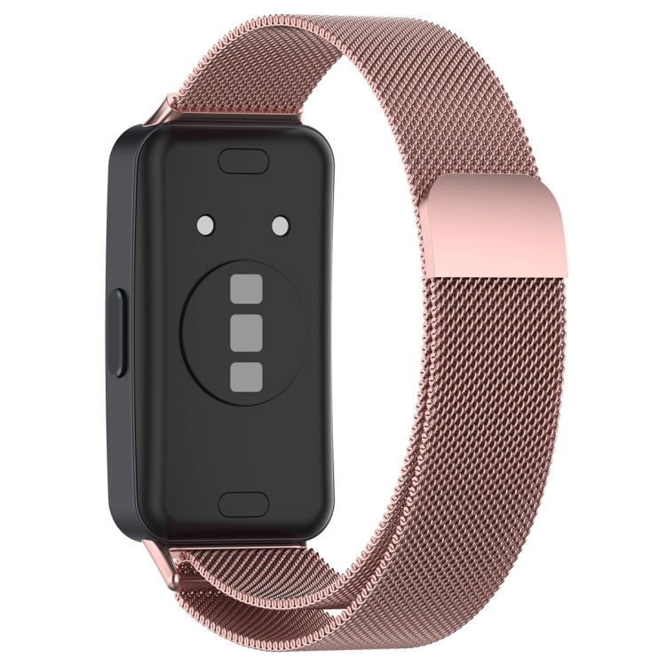 For Huawei Band 10 / 9 / 8 Milanese Metal Watch Band(Rose Pink) - Watch Bands by PMC Jewellery | Online Shopping South Africa | PMC Jewellery | Buy Now Pay Later Mobicred