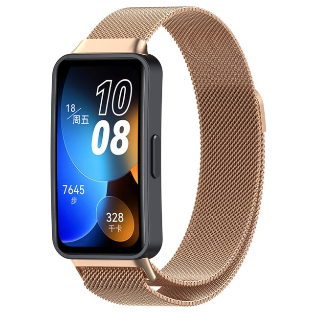 For Huawei Band 10 / 9 / 8 Milanese Metal Watch Band(Rose Gold)