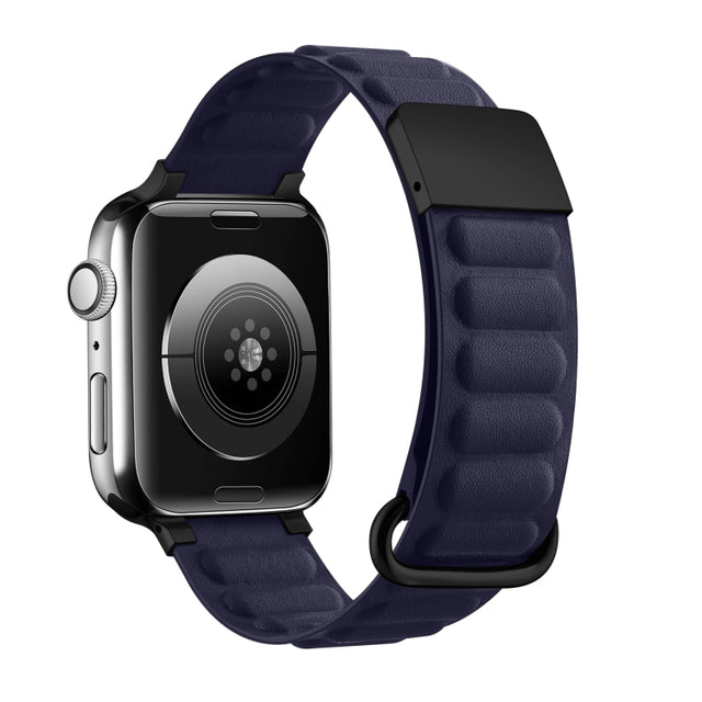 Magnetic Reverse Buckle Watch Band For Apple Watch Series 8&7 41mm(Indigo Blue)
