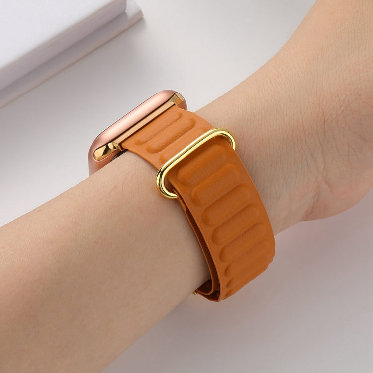 Magnetic Reverse Buckle Watch Band For Apple Watch Series 8&7 41mm(Orange) - Smart Wear by PMC TechLife | Online Shopping South Africa | PMC TechLife