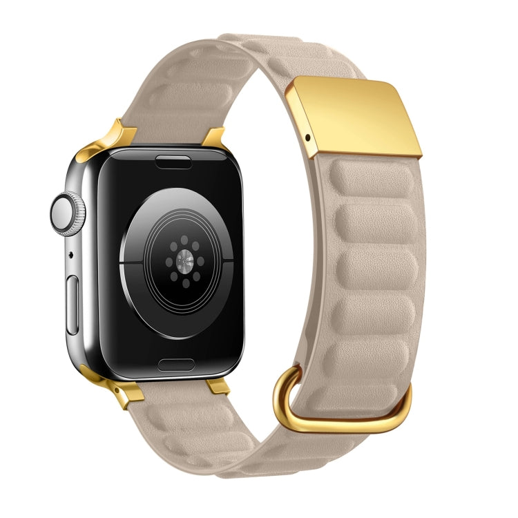 Magnetic Reverse Buckle Watch Band For Apple Watch Series 8&7 41mm(Khaki) - Smart Wear by PMC TechLife | Online Shopping South Africa | PMC TechLife