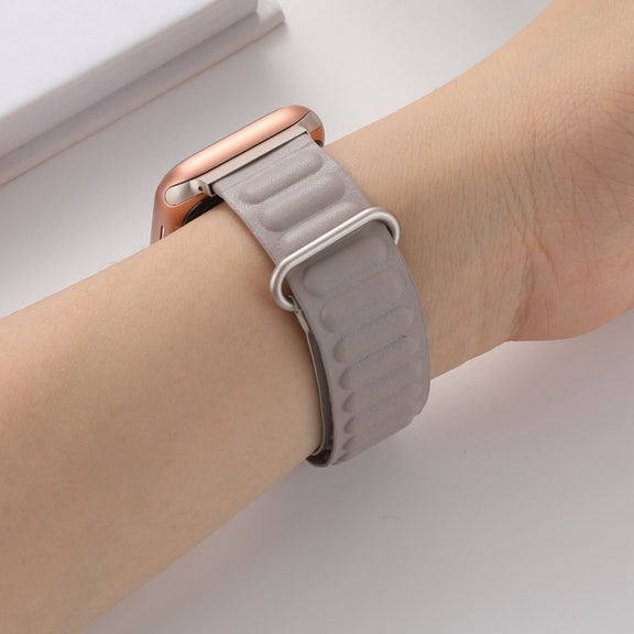 Magnetic Reverse Buckle Watch Band For Apple Watch Series 8&7 41mm(Khaki)