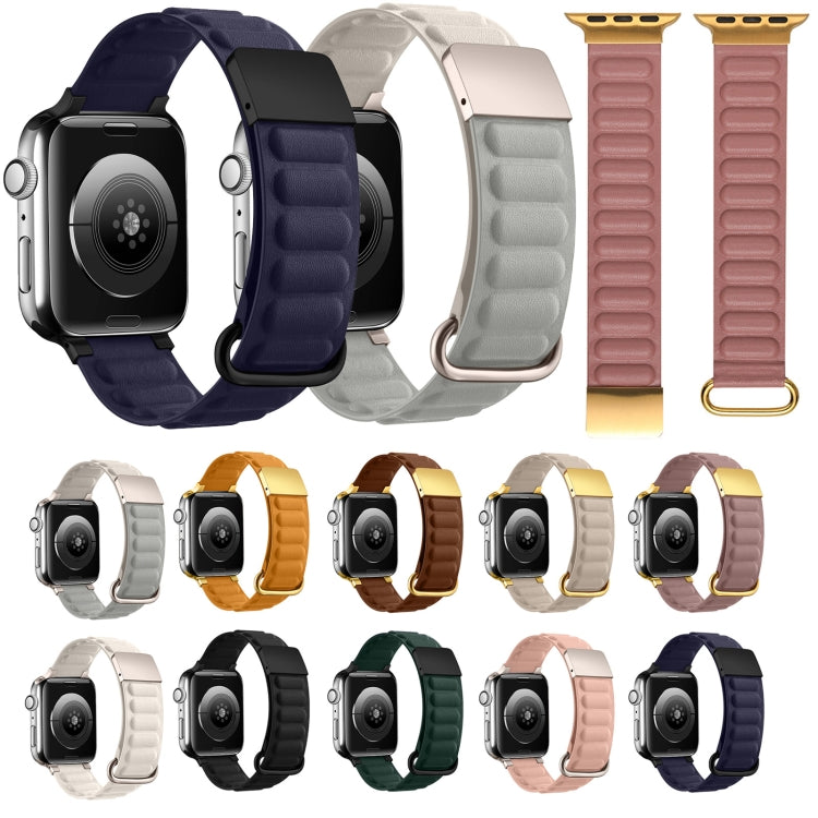 Magnetic Reverse Buckle Watch Band For Apple Watch Series 8&7 41mm(Indigo Blue)
