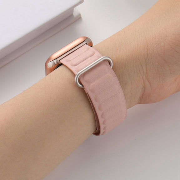 Magnetic Reverse Buckle Watch Band For Apple Watch Series 8&7 45mm(Pink)