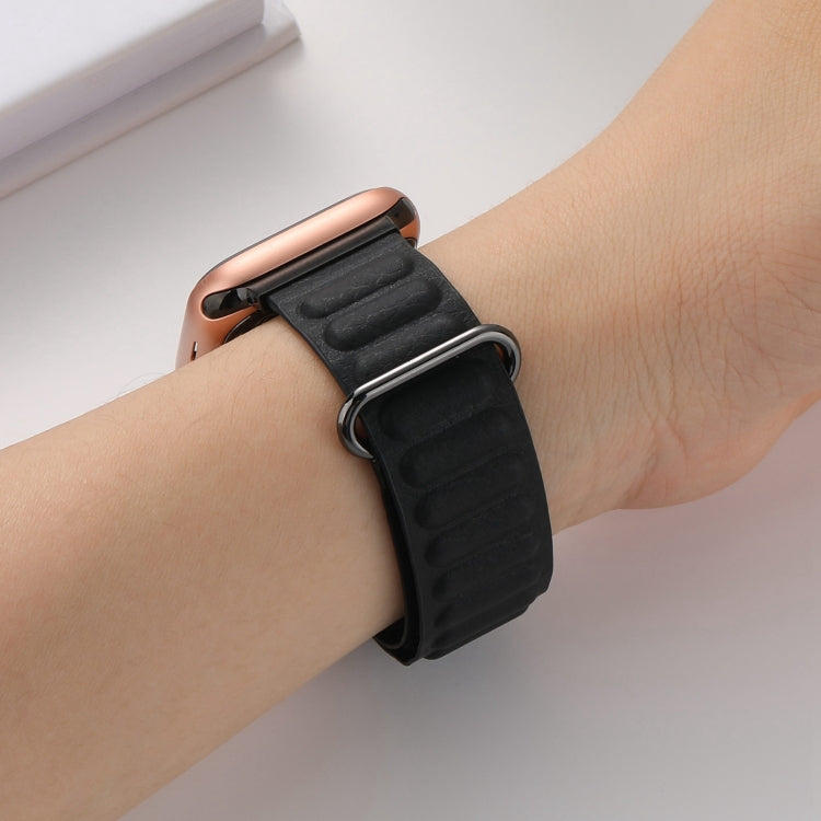 Magnetic Reverse Buckle Watch Band For Apple Watch Series 8&7 45mm(Black)