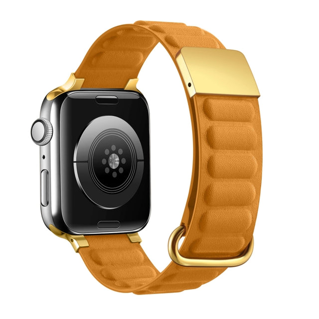 Magnetic Reverse Buckle Watch Band For Apple Watch Series 8&7 45mm(Orange)