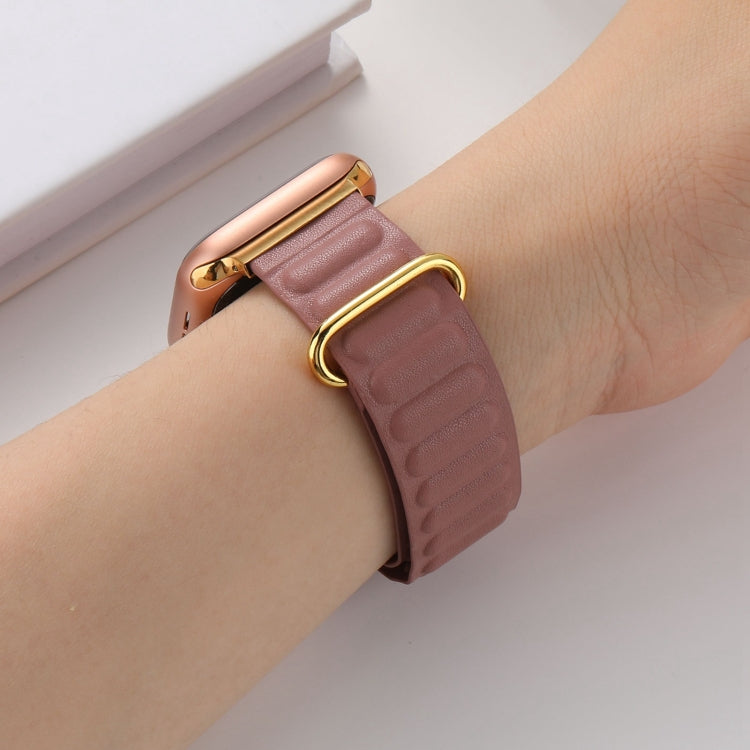 Magnetic Reverse Buckle Watch Band For Apple Watch Series 8&7 45mm(Rose Gold)