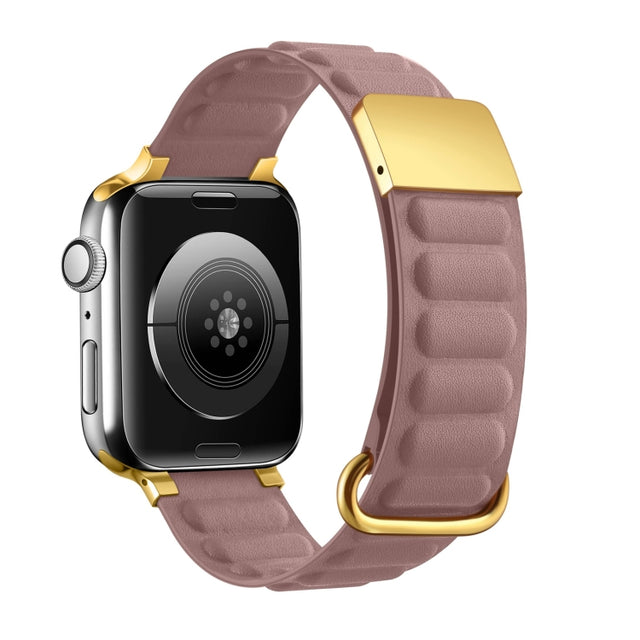 Magnetic Reverse Buckle Watch Band For Apple Watch Series 8&7 45mm(Rose Gold)