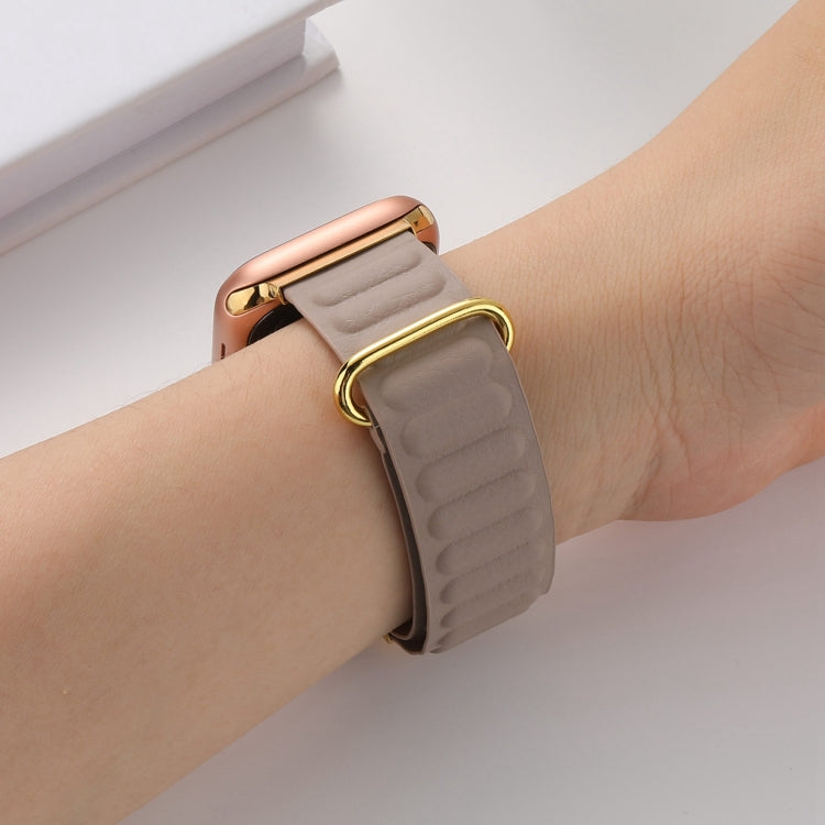 Magnetic Reverse Buckle Watch Band For Apple Watch Series 8&7 45mm(Starlight Grey)