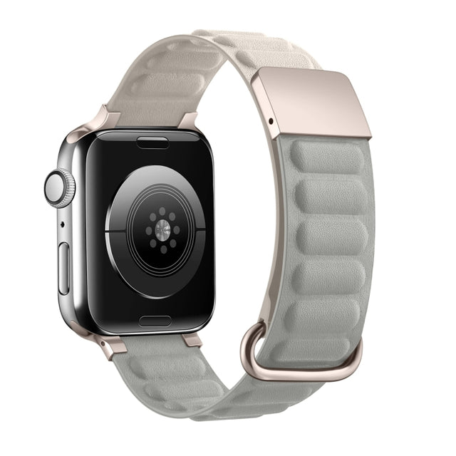 Magnetic Reverse Buckle Watch Band For Apple Watch Series 8&7 45mm(Starlight Grey)