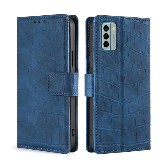 For Nokia G22 Skin Feel Crocodile Magnetic Clasp Leather Phone Case(Blue)