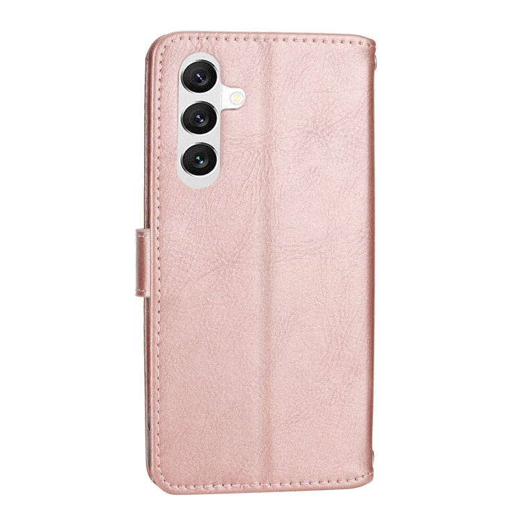 For Samsung Galaxy A14 5G Oil Skin Zipper Wallet Leather Phone Case(Rose Gold)