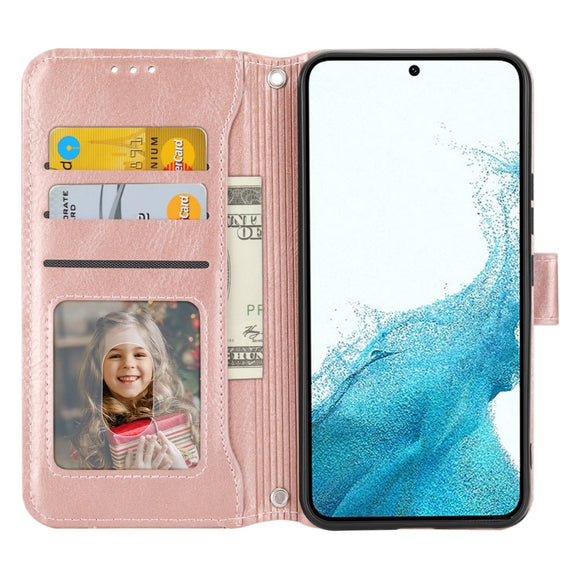 For Samsung Galaxy A14 5G Oil Skin Zipper Wallet Leather Phone Case(Rose Gold)