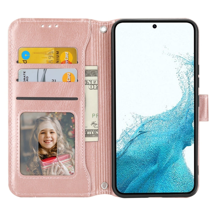 For Samsung Galaxy A14 5G Oil Skin Zipper Wallet Leather Phone Case(Rose Gold)