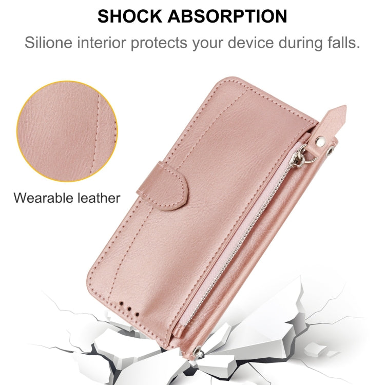 For Samsung Galaxy A14 5G Oil Skin Zipper Wallet Leather Phone Case(Rose Gold) - free shipping - PMC TechLife - Order now!
