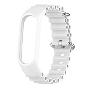 For Xiaomi Mi Band 7 / 6 / 5 / 4 / 3 Solid Color Marine Silicone Breathable Watch Band(White)