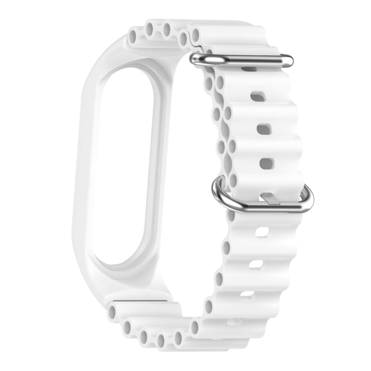 For Xiaomi Mi Band 7 / 6 / 5 / 4 / 3 Solid Color Marine Silicone Breathable Watch Band(White)