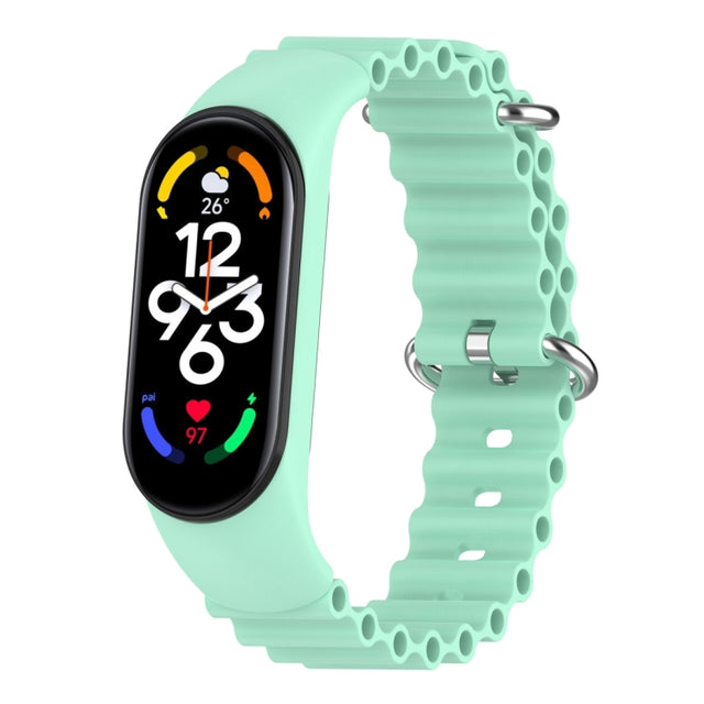 For Xiaomi Mi Band 7 / 6 / 5 / 4 / 3 Solid Color Marine Silicone Breathable Watch Band(Blue Sea)