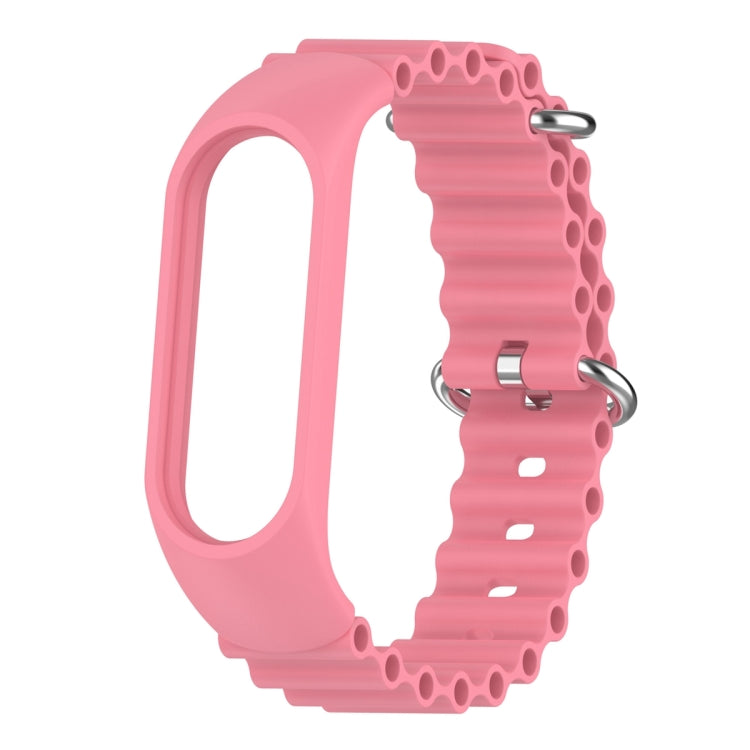 For Xiaomi Mi Band 7 / 6 / 5 / 4 / 3 Solid Color Marine Silicone Breathable Watch Band(Pink) - Smart Wear by PMC TechLife | Online Shopping South Africa | PMC TechLife