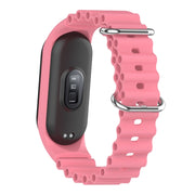 For Xiaomi Mi Band 7 / 6 / 5 / 4 / 3 Solid Color Marine Silicone Breathable Watch Band(Pink)