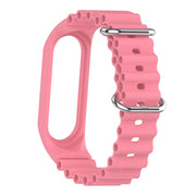 For Xiaomi Mi Band 7 / 6 / 5 / 4 / 3 Solid Color Marine Silicone Breathable Watch Band(Pink)