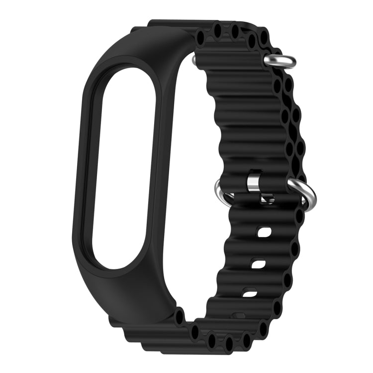For Xiaomi Mi Band 7 / 6 / 5 / 4 / 3 Solid Color Marine Silicone Breathable Watch Band(Black) - Smart Wear by PMC TechLife | Online Shopping South Africa | PMC TechLife