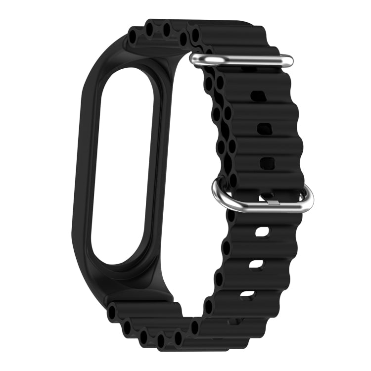For Xiaomi Mi Band 7 / 6 / 5 / 4 / 3 Solid Color Marine Silicone Breathable Watch Band(Black) - Smart Wear by PMC TechLife | Online Shopping South Africa | PMC TechLife