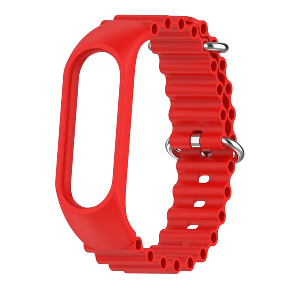 For Xiaomi Mi Band 7 / 6 / 5 / 4 / 3 Solid Color Marine Silicone Breathable Watch Band(Red)