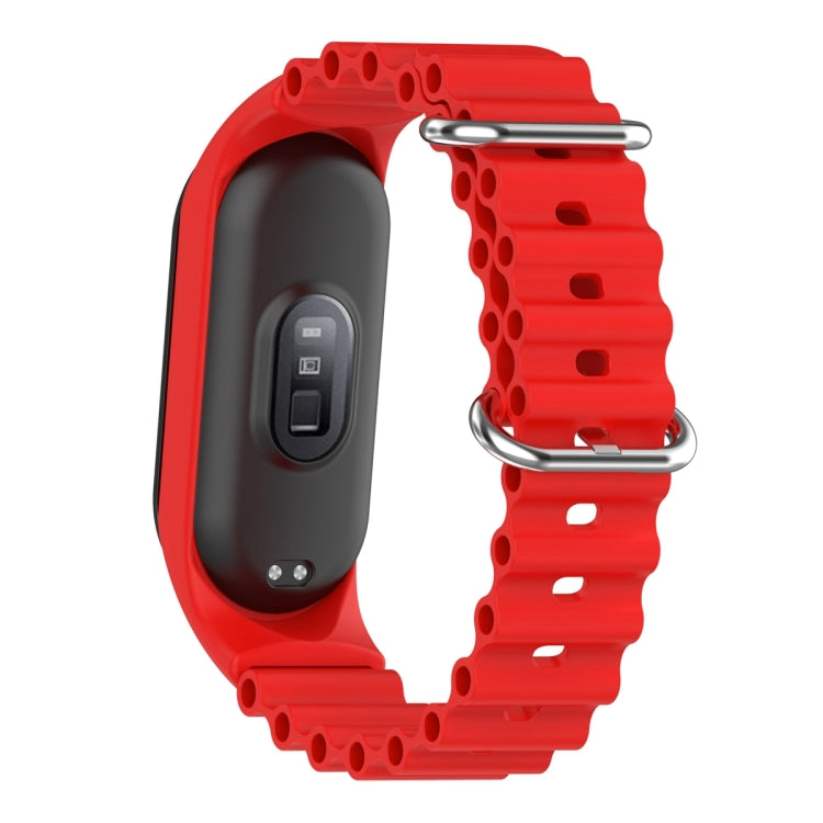 For Xiaomi Mi Band 7 / 6 / 5 / 4 / 3 Solid Color Marine Silicone Breathable Watch Band(Red)