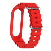 For Xiaomi Mi Band 7 / 6 / 5 / 4 / 3 Solid Color Marine Silicone Breathable Watch Band(Red)