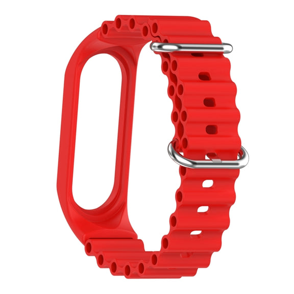 For Xiaomi Mi Band 7 / 6 / 5 / 4 / 3 Solid Color Marine Silicone Breathable Watch Band(Red)