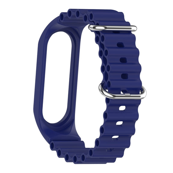 For Xiaomi Mi Band 7 / 6 / 5 / 4 / 3 Solid Color Marine Silicone Breathable Watch Band(Blue)