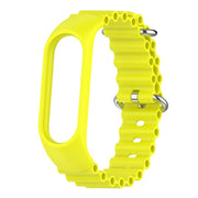 For Xiaomi Mi Band 7 / 6 / 5 / 4 / 3 Solid Color Marine Silicone Breathable Watch Band(Bright Yellow)