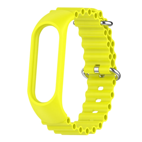 For Xiaomi Mi Band 7 / 6 / 5 / 4 / 3 Solid Color Marine Silicone Breathable Watch Band(Bright Yellow)