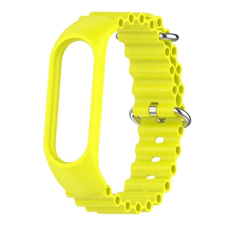 For Xiaomi Mi Band 7 / 6 / 5 / 4 / 3 Solid Color Marine Silicone Breathable Watch Band(Bright Yellow)