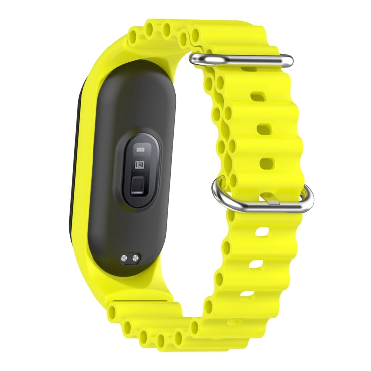 For Xiaomi Mi Band 7 / 6 / 5 / 4 / 3 Solid Color Marine Silicone Breathable Watch Band(Bright Yellow)
