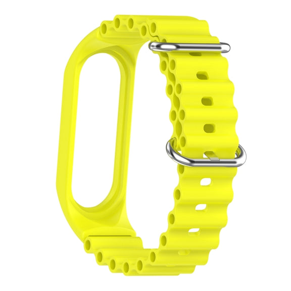 For Xiaomi Mi Band 7 / 6 / 5 / 4 / 3 Solid Color Marine Silicone Breathable Watch Band(Bright Yellow)