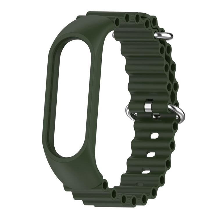 For Xiaomi Mi Band 7 / 6 / 5 / 4 / 3 Solid Color Marine Silicone Breathable Watch Band(Green)