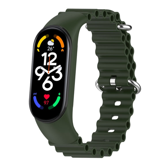 For Xiaomi Mi Band 7 / 6 / 5 / 4 / 3 Solid Color Marine Silicone Breathable Watch Band(Green)