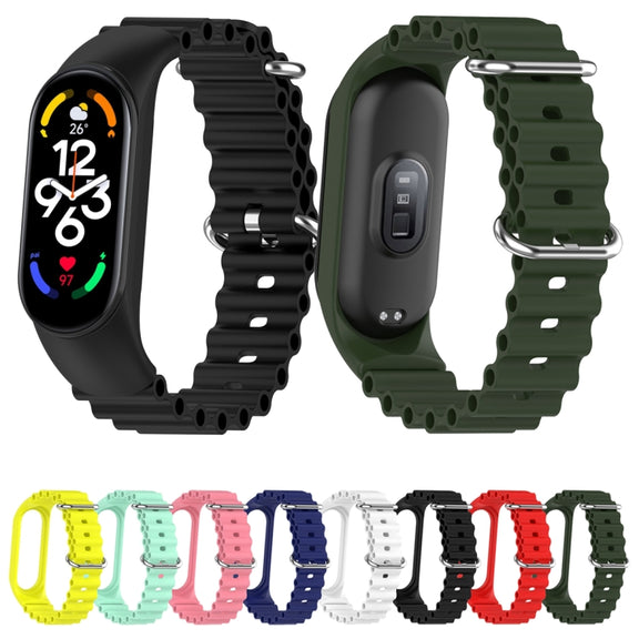 For Xiaomi Mi Band 7 / 6 / 5 / 4 / 3 Solid Color Marine Silicone Breathable Watch Band(White)