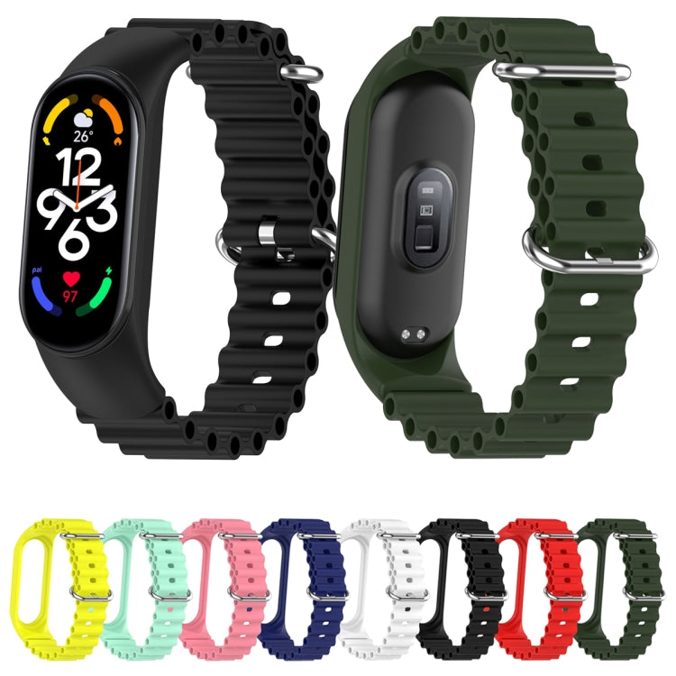 For Xiaomi Mi Band 7 / 6 / 5 / 4 / 3 Solid Color Marine Silicone Breathable Watch Band(Green)