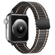 Chain Magnetic Stainless Steel Watch Band For Apple Watch Series 8&7 41mm / SE 2&6&SE&5&4 40mm / 3&2&1 38mm(Black+Rose Gold) - Smart Wear by PMC TechLife | Online Shopping South Africa | PMC TechLife