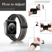 Chain Magnetic Stainless Steel Watch Band For Apple Watch Series 8&7 41mm / SE 2&6&SE&5&4 40mm / 3&2&1 38mm(Rose Gold)